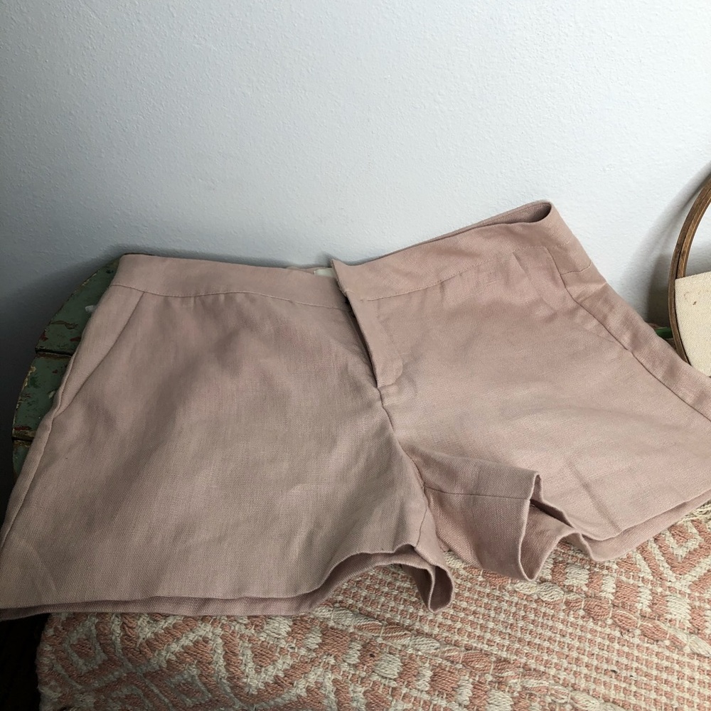 JOIE Leiden Picnic Pink Linen Falt-Front Dress Shorts Sz 2 Low Rise Y2K Preppy - Picture 15 of 15
